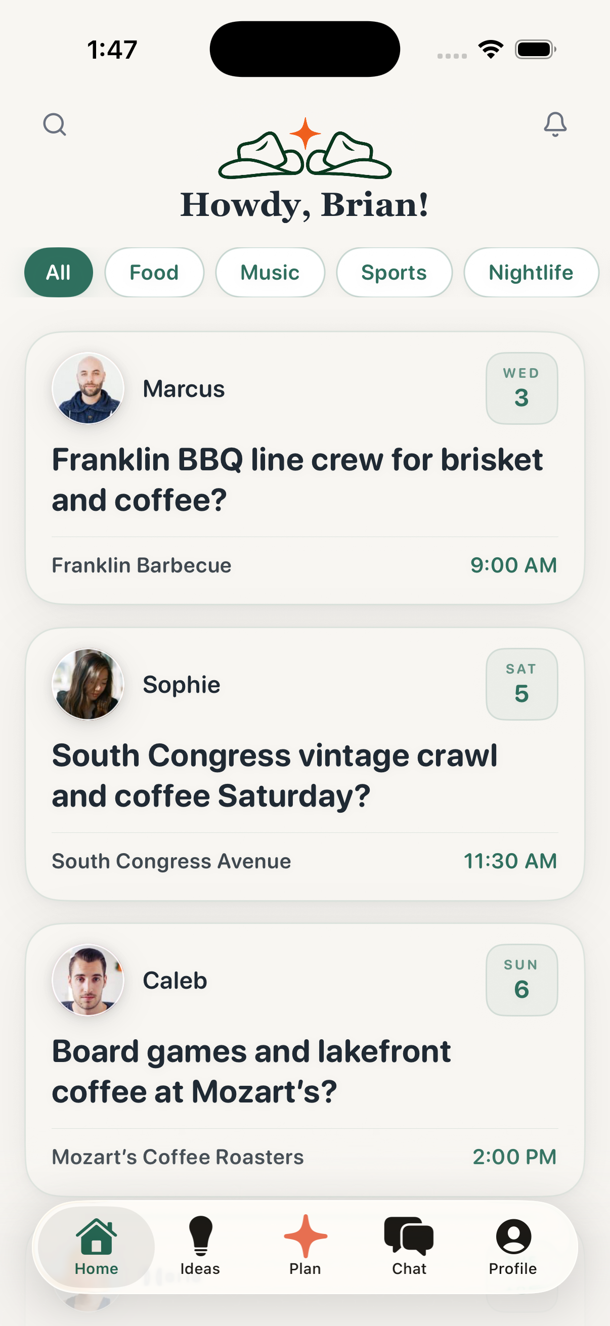Pardners app home screen